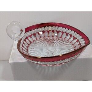Westmoreland Waterford Ruby Bowl Dish Red Clear Glass Bon Bon Nappy Christmas